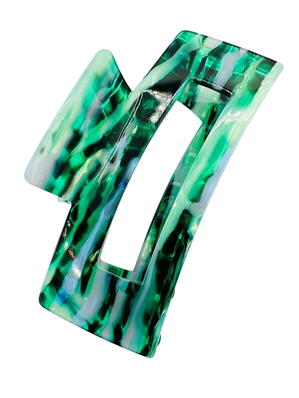 Green Open Rectangle Hair Clip New